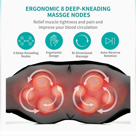 Nekteck Shiatsu Neck and Back Massager with Soothing Heat - Picture 4 of 10